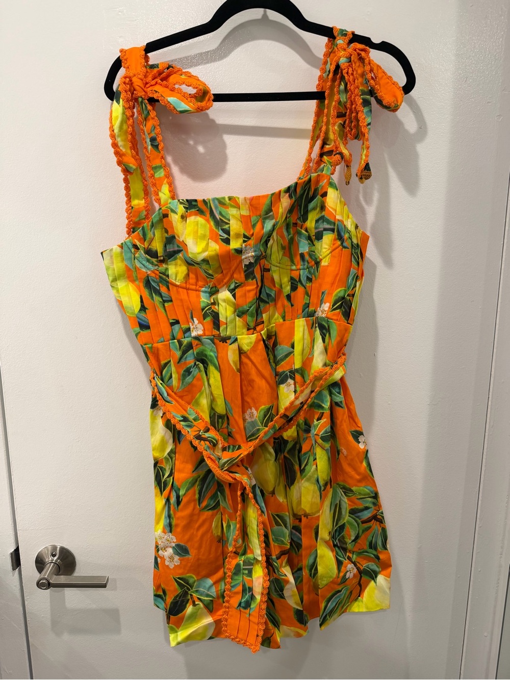FARM RIO Fruit Print Vibrant Orange Romper NWOT!!! SIZE medium